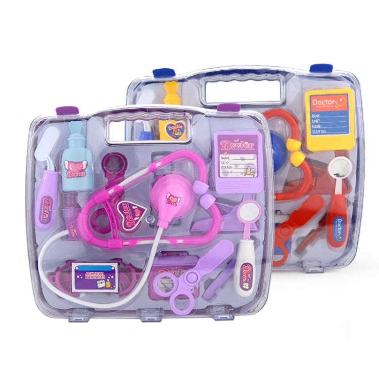 Juego de estetoscopio de simulación, caja de medicina portátil, juguete para juego de rol de médico infantil, Stethoscope Set (Purple), Stethoscope Set (Blue)