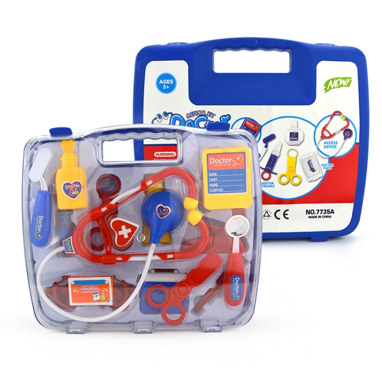 Juego de estetoscopio de simulación, caja de medicina portátil, juguete para juego de rol de médico infantil, Stethoscope Set (Purple), Stethoscope Set (Blue)
