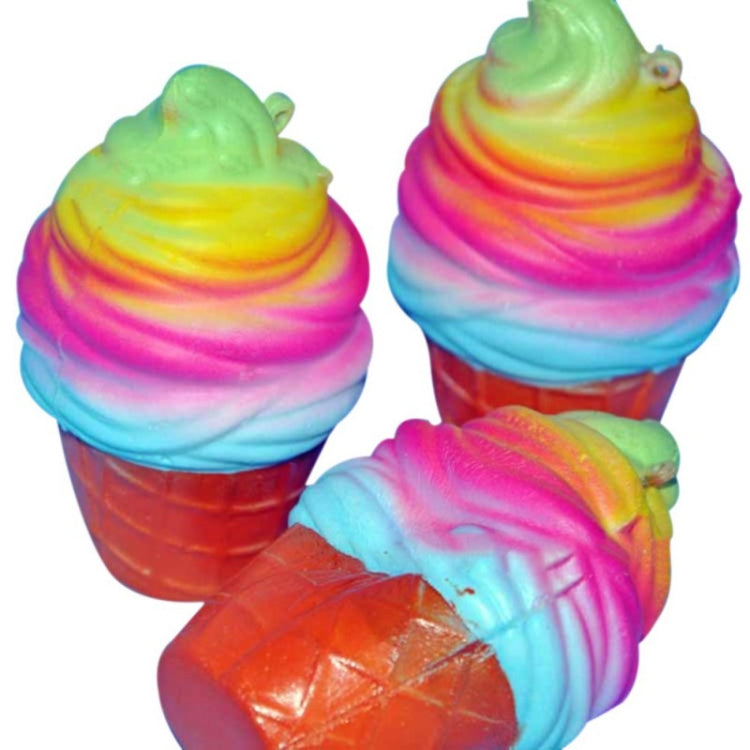 2 juguetes de descompresión de cono de helado arcoíris con cuerda, rainbow ice cream
