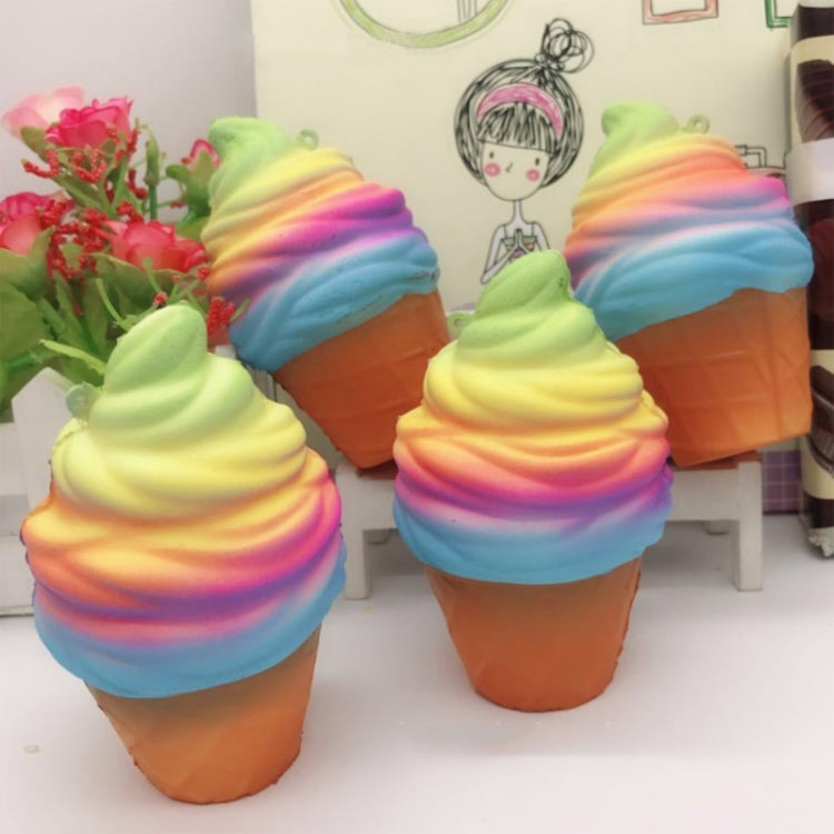 2 juguetes de descompresión de cono de helado arcoíris con cuerda, rainbow ice cream