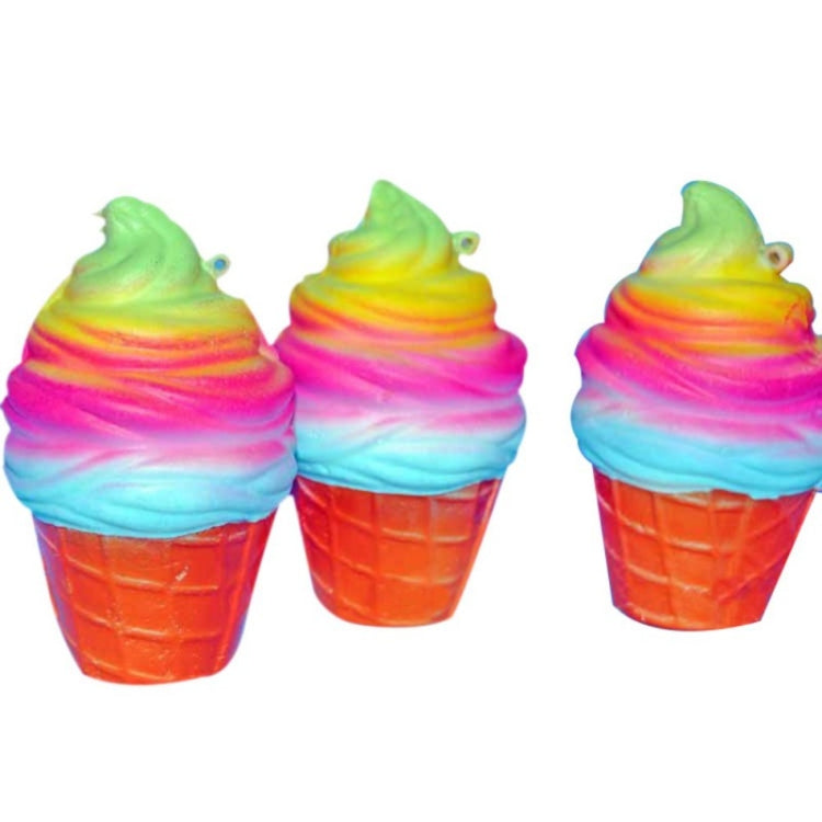 2 juguetes de descompresión de cono de helado arcoíris con cuerda, rainbow ice cream
