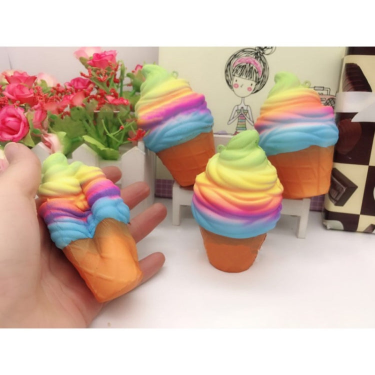 2 juguetes de descompresión de cono de helado arcoíris con cuerda, rainbow ice cream