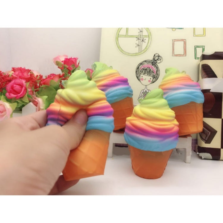 2 juguetes de descompresión de cono de helado arcoíris con cuerda, rainbow ice cream