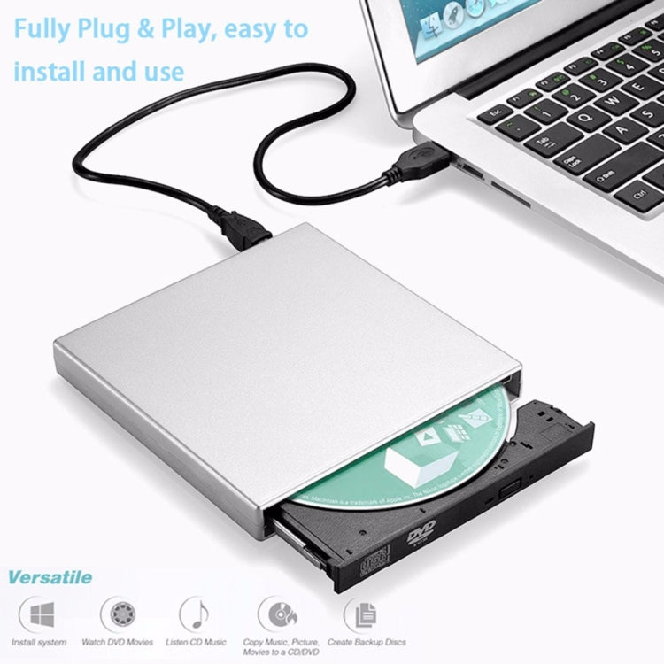 USB 2,0 portátil ultrafino externo ranura en DVD-RW CD-RW CD DVD ROM reproductor de unidad grabadora regrabadora para PC