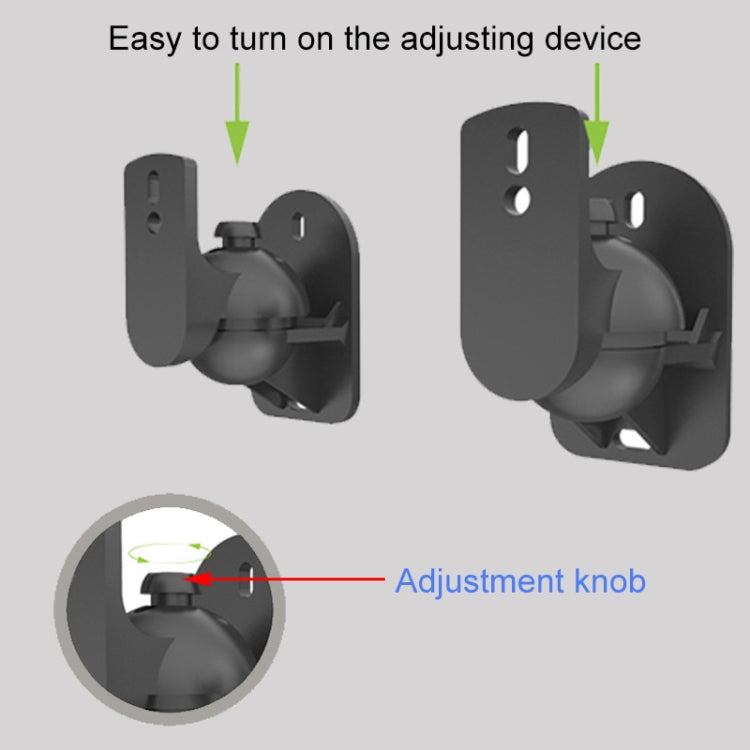 Par de soportes de montaje en pared para altavoz de sonido envolvente negro Soporte de pared para TV de diseño giratorio de 45 grados 8 x 4,5 x 5,8 cm