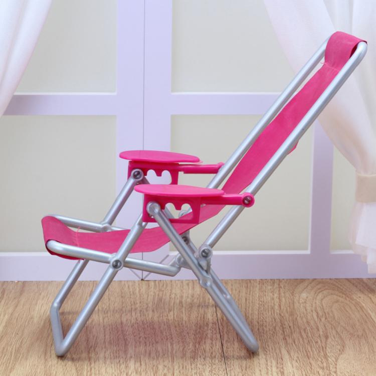 Silla de playa plegable de lona reclinable 1:6 para muñeca Barbie, Folding Canvas Beach Chair