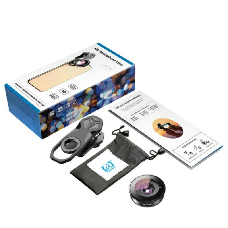 APEXEL APL-HB195 195 grados ojo de pez profesional HD lente universal externa para teléfono móvil, 195 Degrees Fisheye