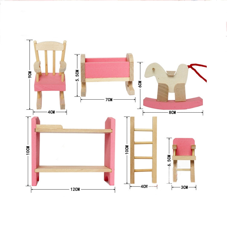 Conjunto de muebles de casa de muñecas Literas de madera, Wooden Bunk Beds
