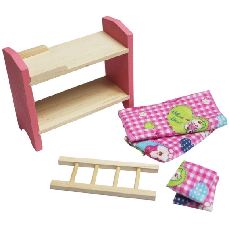 Conjunto de muebles de casa de muñecas Literas de madera, Wooden Bunk Beds