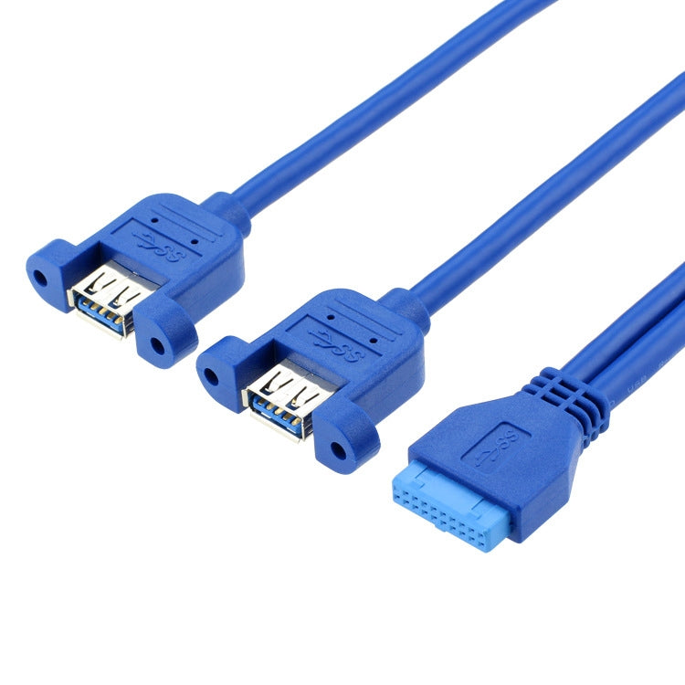 placa base 20p del cable de datos de los 50CM USB3.0 a la línea dual del deflector Usb3.0 con el oído, 50cm 20Pin