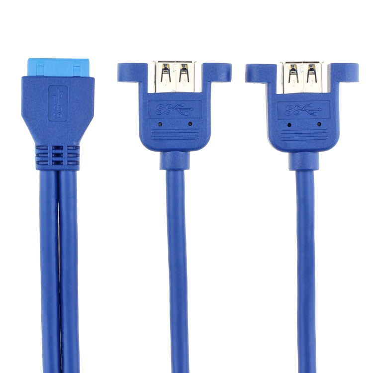 placa base 20p del cable de datos de los 50CM USB3.0 a la línea dual del deflector Usb3.0 con el oído, 50cm 20Pin
