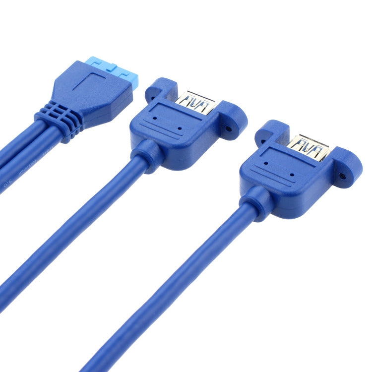 placa base 20p del cable de datos de los 50CM USB3.0 a la línea dual del deflector Usb3.0 con el oído, 50cm 20Pin