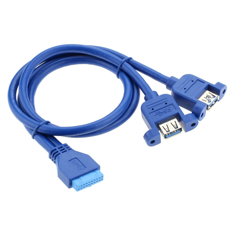placa base 20p del cable de datos de los 50CM USB3.0 a la línea dual del deflector Usb3.0 con el oído, 50cm 20Pin