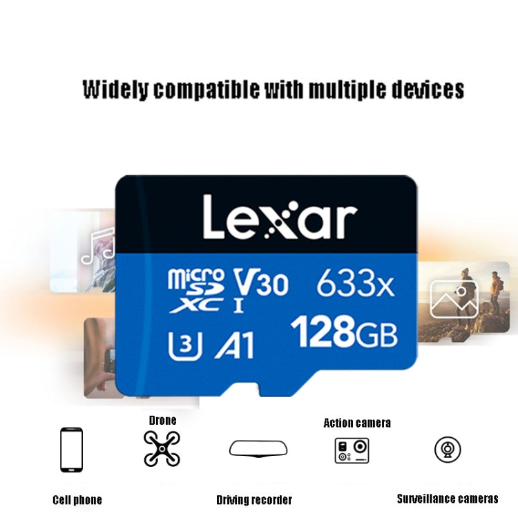 Lexar 633x 128GB Grabadora de conducción de alta velocidad Tarjeta TF dedicada Tarjeta de memoria para teléfono móvil, 128GB