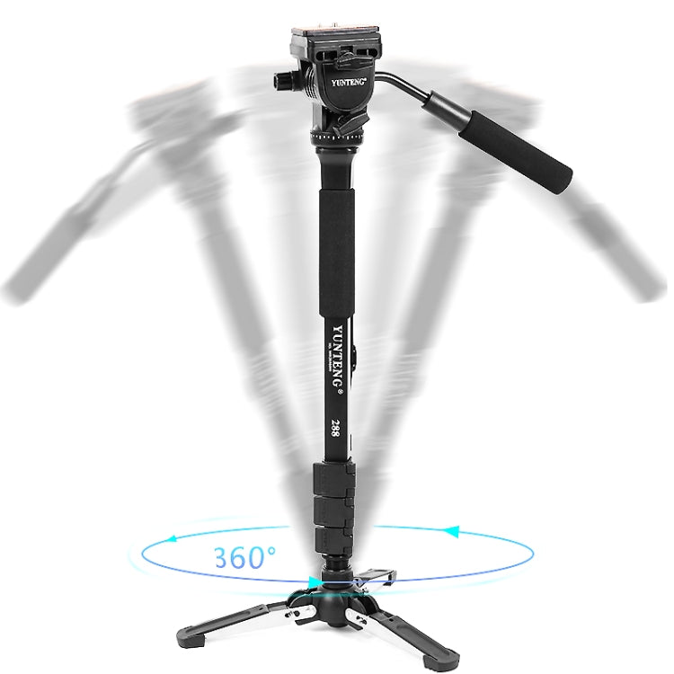 YUNTENG VCT-288RM Cámara SLR Monopie Soporte de cámara Pie Cabezal hidráulico Soporte de fotografía profesional, altura máxima: 1,48 m, VCT-288RM