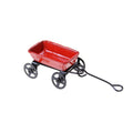 1:12 Mini casa de muñecas bonita miniatura Metal rojo pequeño carrito de tracción muebles de jardín accesorio juguete para decoración del hogar regalo, Red Small Pulling Cart