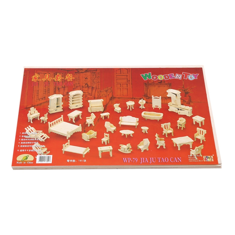 Muebles de muñecas en miniatura, rompecabezas de madera 3D, modelo arquitectónico DIY, juguetes para niños, regalos, 3D Wooden Puzzle