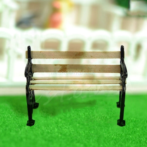 3 uds casa de muñecas muebles de jardín en miniatura banco de madera juguete de juego de rol para niños, 3 PCS Wooden Bench