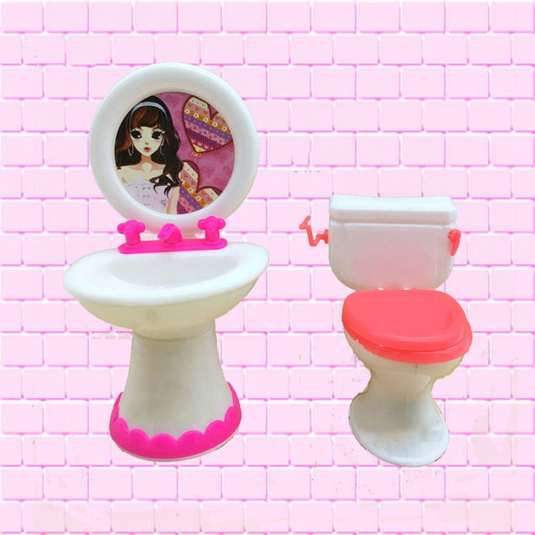 Juego de accesorios de plástico para casa de muñecas Barbie de 3 uds., lavabo, inodoro, Washroom Set