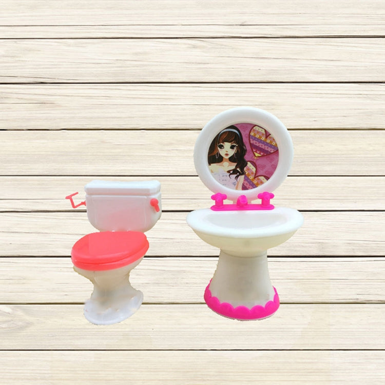 Juego de accesorios de plástico para casa de muñecas Barbie de 3 uds., lavabo, inodoro, Washroom Set