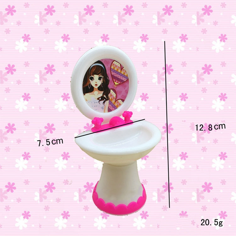Juego de accesorios de plástico para casa de muñecas Barbie de 3 uds., lavabo, inodoro, Washroom Set