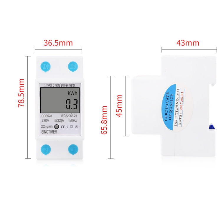 DDS528 5-32A 230V 50Hz Medidor de energía multifunción electrónico de carril DIN doméstico monofásico, 230V 50Hz