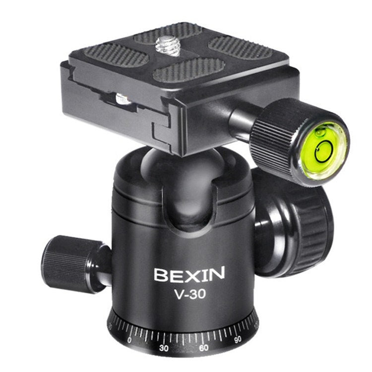 BEXIN Rotación de 360 grados Aleación de aluminio Trípode Cabeza de bola de 30 mm con placa de liberación rápida, 360 Degree Rotation