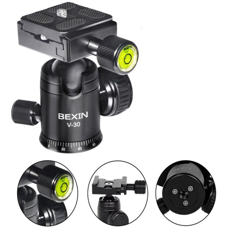 BEXIN Rotación de 360 grados Aleación de aluminio Trípode Cabeza de bola de 30 mm con placa de liberación rápida, 360 Degree Rotation