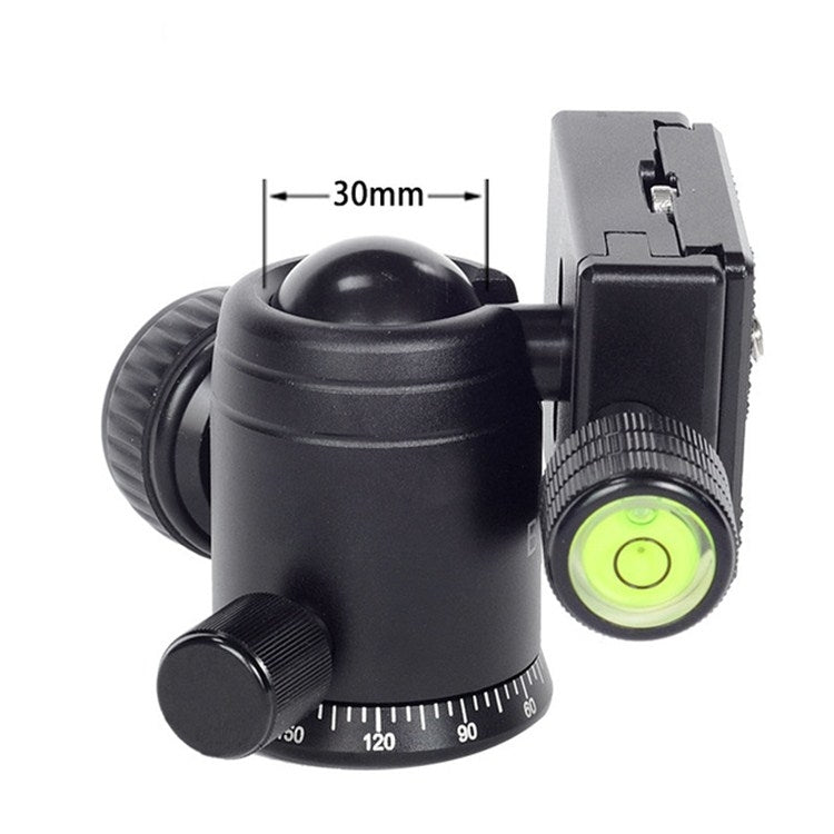 BEXIN Rotación de 360 grados Aleación de aluminio Trípode Cabeza de bola de 30 mm con placa de liberación rápida, 360 Degree Rotation