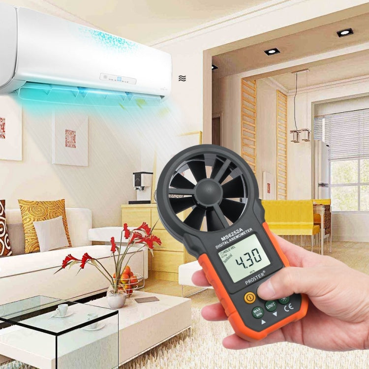 PEAKMETER Instrumento de medición del volumen del aire de la velocidad del viento con pantalla digital de alta precisión, MS6252A Wind Speed, Air Volume, MS6252B Temperature, Humidity, USB