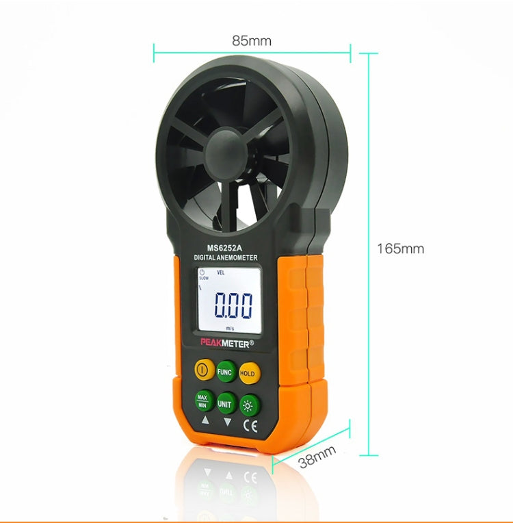 PEAKMETER Instrumento de medición del volumen del aire de la velocidad del viento con pantalla digital de alta precisión, MS6252A Wind Speed, Air Volume, MS6252B Temperature, Humidity, USB
