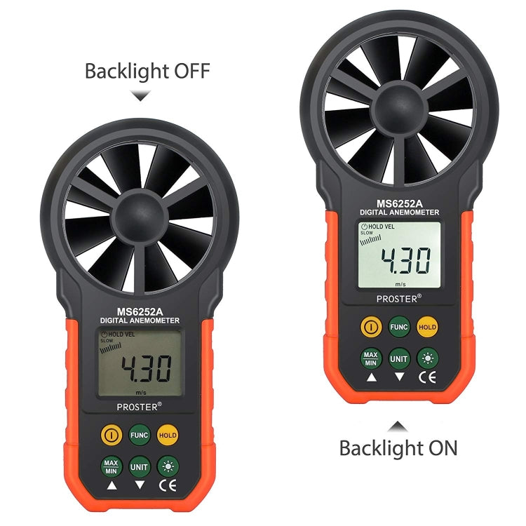 PEAKMETER Instrumento de medición del volumen del aire de la velocidad del viento con pantalla digital de alta precisión, MS6252A Wind Speed, Air Volume, MS6252B Temperature, Humidity, USB