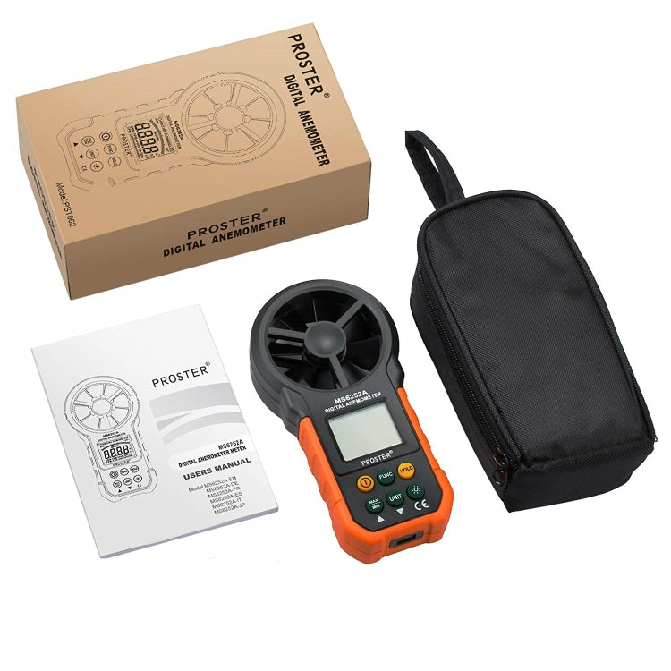PEAKMETER Instrumento de medición del volumen del aire de la velocidad del viento con pantalla digital de alta precisión, MS6252A Wind Speed, Air Volume, MS6252B Temperature, Humidity, USB