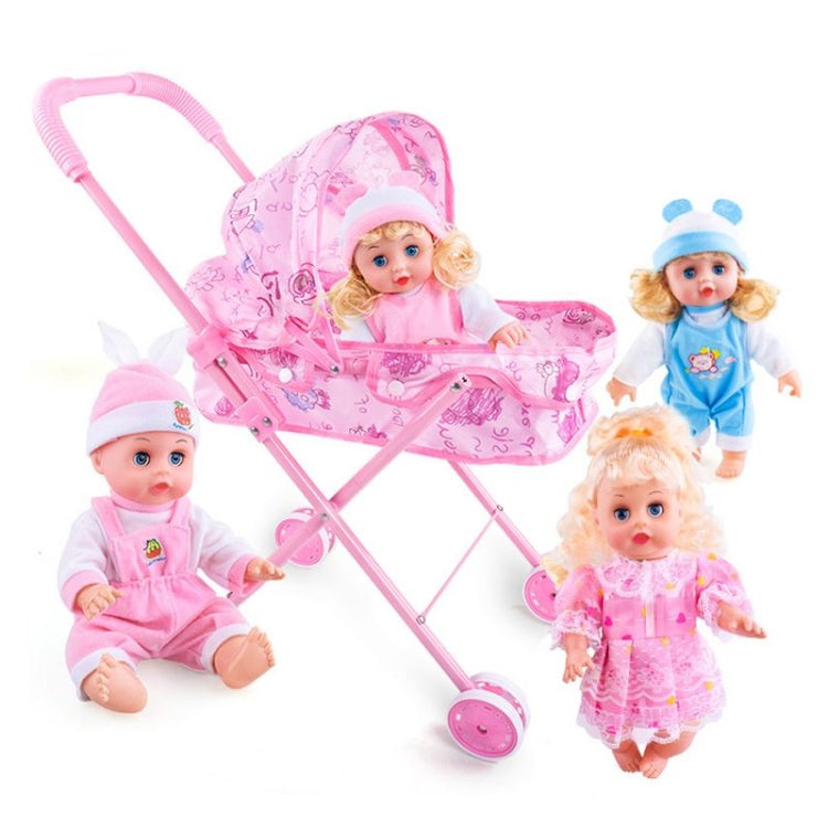 Casa de muñecas para niños Juguetes Cochecito de hierro con dosel plegado, Iron Stroller