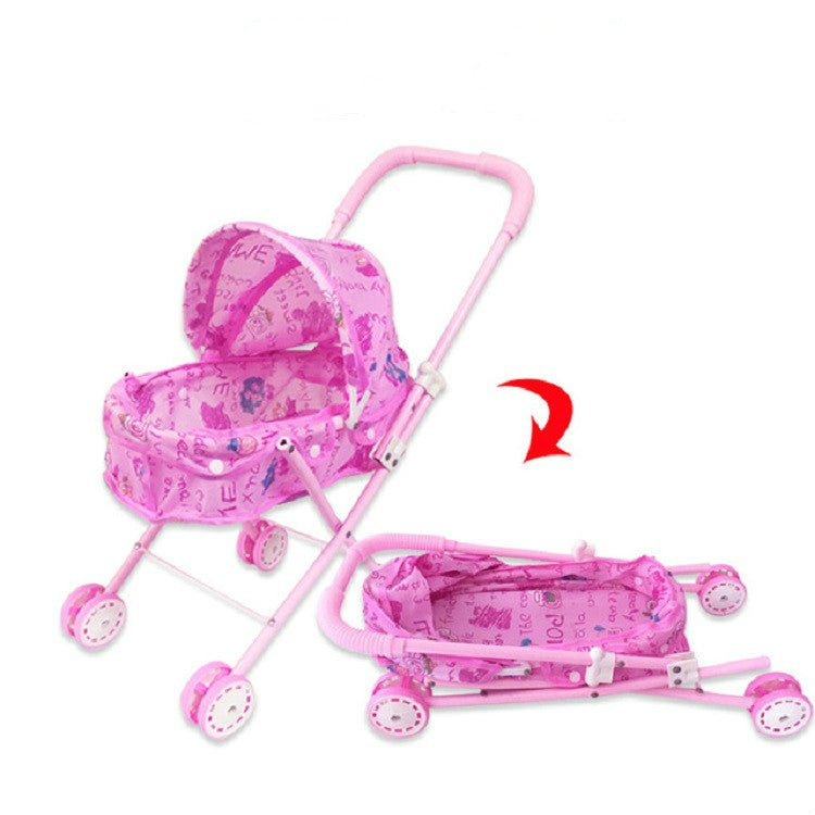 Casa de muñecas para niños Juguetes Cochecito de hierro con dosel plegado, Iron Stroller