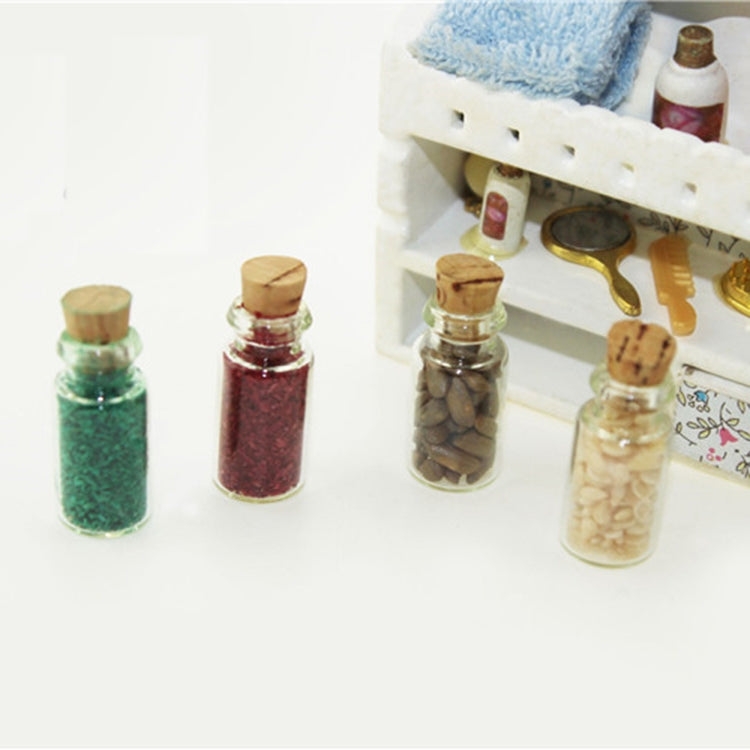 4 PCS / Set Casa de muñecas Accesorios de cocina Botella de comida de vidrio en miniatura, Glass Food Bottle