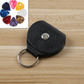 Bolsa de almacenamiento para púas de guitarra de cuero genuino de 10 piezas con llavero, Apricot, Black, Brown, Blue, Claret