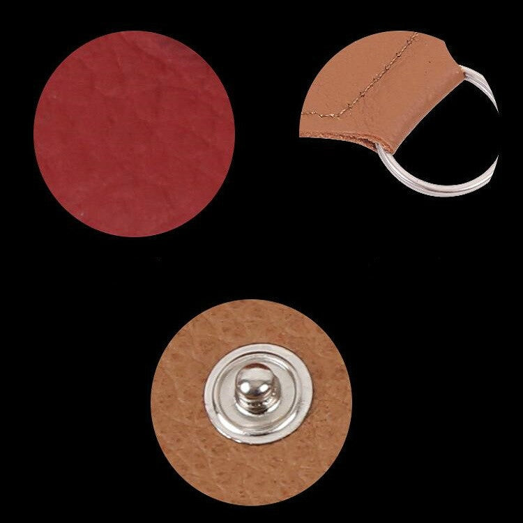 Bolsa de almacenamiento para púas de guitarra de cuero genuino de 10 piezas con llavero, Apricot, Black, Brown, Blue, Claret