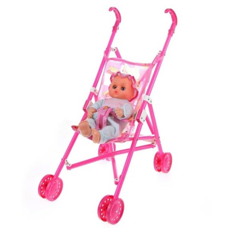 Mini cochecito de bebé de plástico para casa de muñecas, juguetes educativos para niños, entrega de colores aleatorios, Baby Stroller Set