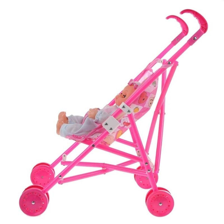 Mini cochecito de bebé de plástico para casa de muñecas, juguetes educativos para niños, entrega de colores aleatorios, Baby Stroller Set