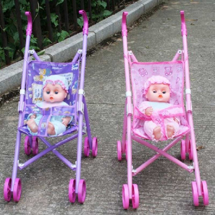 Mini cochecito de bebé de plástico para casa de muñecas, juguetes educativos para niños, entrega de colores aleatorios, Baby Stroller Set