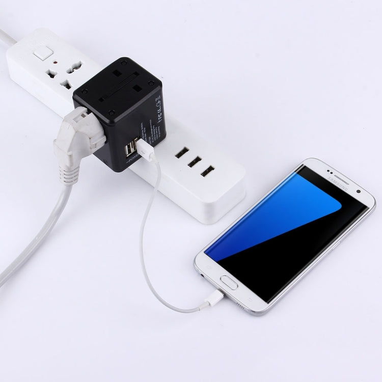 Adaptador de enchufes ocultables de viaje universal a nivel mundial con cargador de puertos USB duales incorporado para EE. UU., Reino Unido, Australia y UE