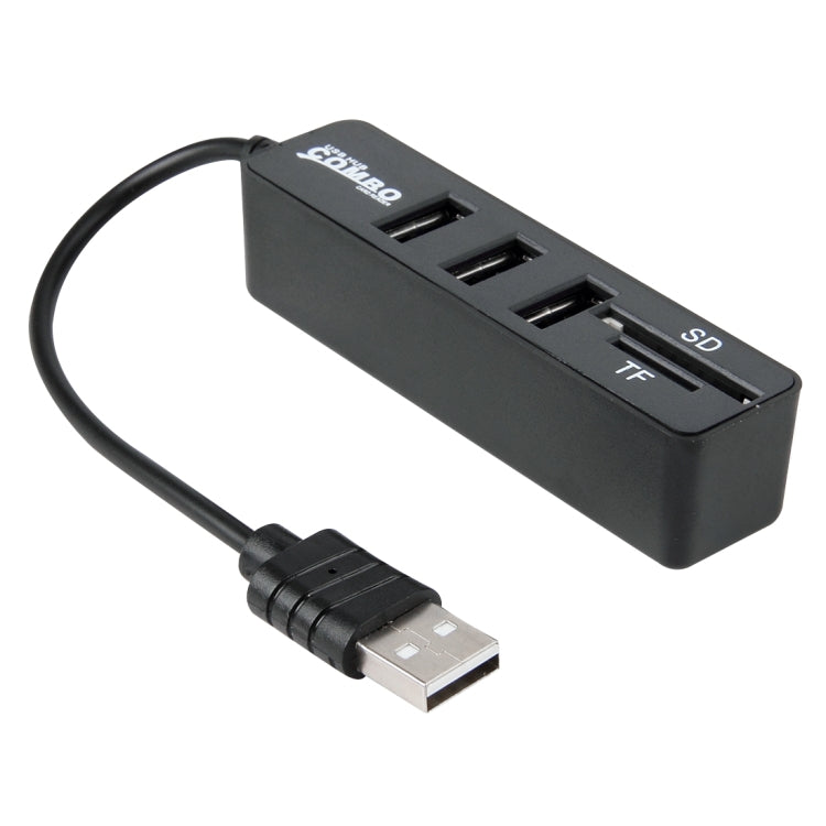 2 en 1 USB 2.0 480Mbps 3 Puertos HUB COMBO + Lector de tarjetas Micro SD / T-FLASH SD / SDHC / SDXC para Windows XP / Vista / 8.1 / 7 / 8, MAC, etc., USB 2.0 (Black), USB 2.0 (White)