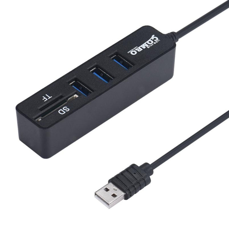 2 en 1 USB 2.0 480Mbps 3 Puertos HUB COMBO + Lector de tarjetas Micro SD / T-FLASH SD / SDHC / SDXC para Windows XP / Vista / 8.1 / 7 / 8, MAC, etc., USB 2.0 (Black), USB 2.0 (White)