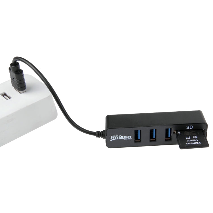 2 en 1 USB 2.0 480Mbps 3 Puertos HUB COMBO + Lector de tarjetas Micro SD / T-FLASH SD / SDHC / SDXC para Windows XP / Vista / 8.1 / 7 / 8, MAC, etc., USB 2.0 (Black), USB 2.0 (White)