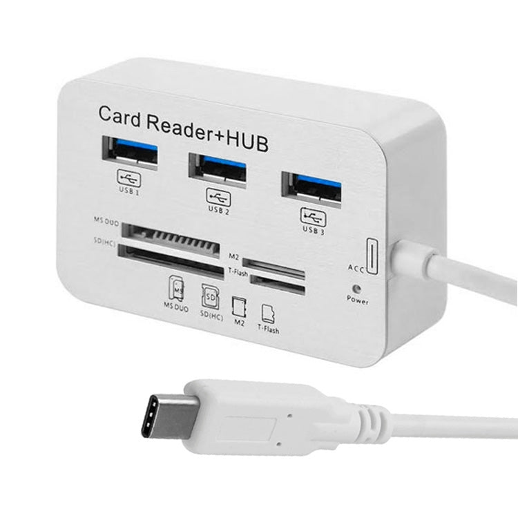 USB 3.1 Type-C COMBO 3 puertos HUB + MS DUO / SD(HC) / M2 / Lector de tarjetas T-Flash con indicación LED, 3 Ports USB+MS DUO+M2+TF