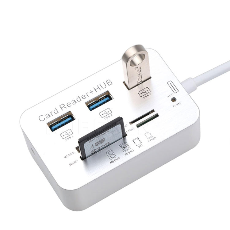 USB 3.1 Type-C COMBO 3 puertos HUB + MS DUO / SD(HC) / M2 / Lector de tarjetas T-Flash con indicación LED, 3 Ports USB+MS DUO+M2+TF
