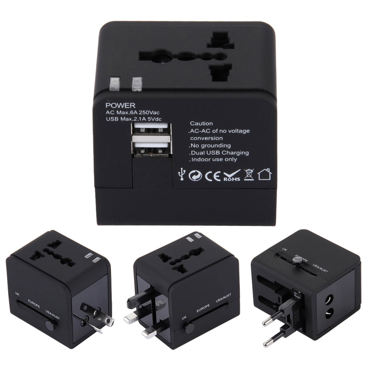 Adaptador de cargador de toma de corriente USB dual de 5V 2.1A, enchufe de Reino Unido / UE / EE. UU. / AU, 5V 2.1A