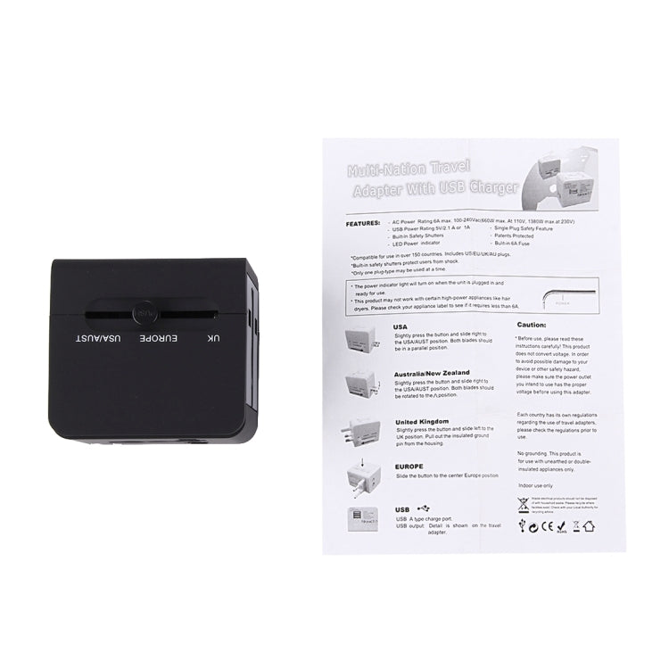 Adaptador de cargador de toma de corriente USB dual de 5V 2.1A, enchufe de Reino Unido / UE / EE. UU. / AU, 5V 2.1A