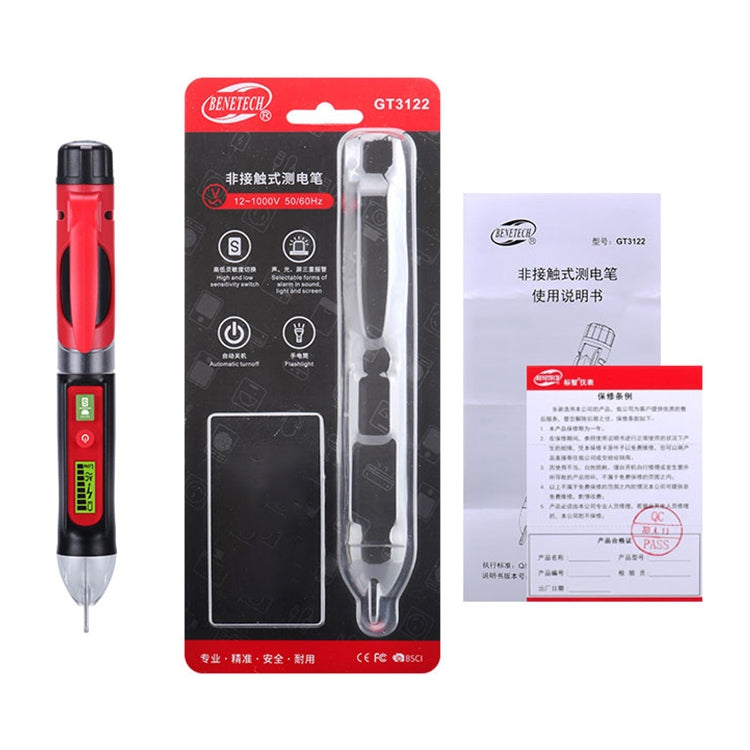 BENETECH GT3122 Probador sin contacto Medidor de pluma Detectores de voltaje CA / CC digitales, BENETECH GT3122